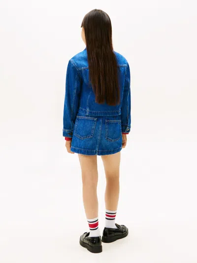 Tommy Hilfiger Girls Denim Zip Through Trucker Jacket In Blue