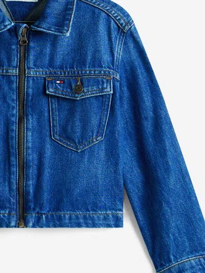 Tommy Hilfiger Girls Denim Zip Through Trucker Jacket In Blue