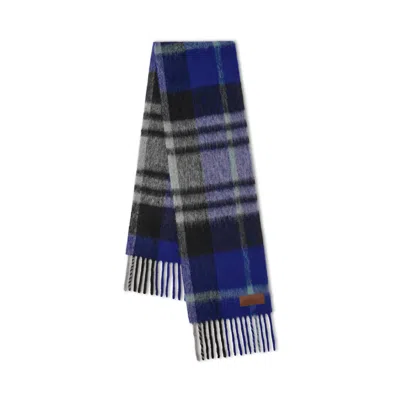Mulberry Oversized Check Textured Scarf In Blue
