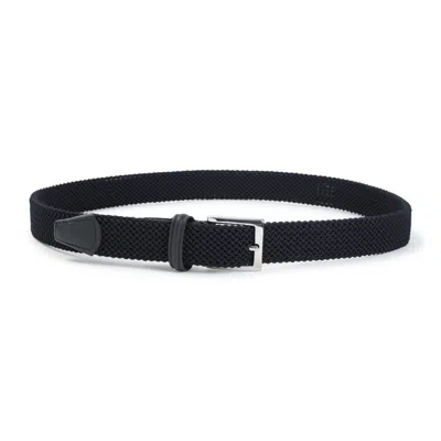 Kiton Adjustable Braided Leather Belt With Silver Buckle In Black