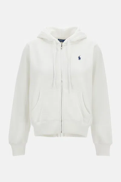 Ralph Lauren White Logo Zip-up Hoodie In Multi
