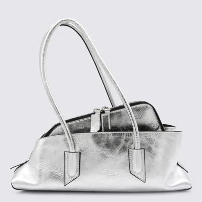 Attico Silver Leather La Passeggiata Top Handle Bag In Silver