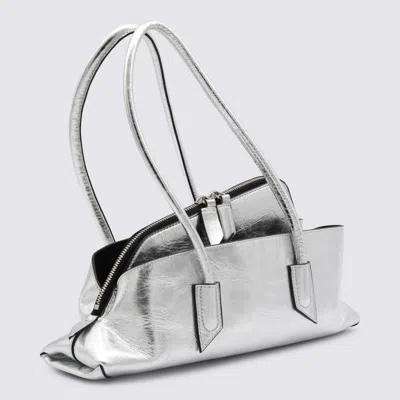 Attico Silver Leather La Passeggiata Top Handle Bag In Silver
