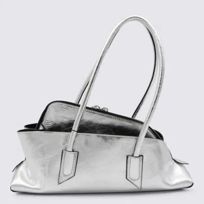 Attico Silver Leather La Passeggiata Top Handle Bag In Silver