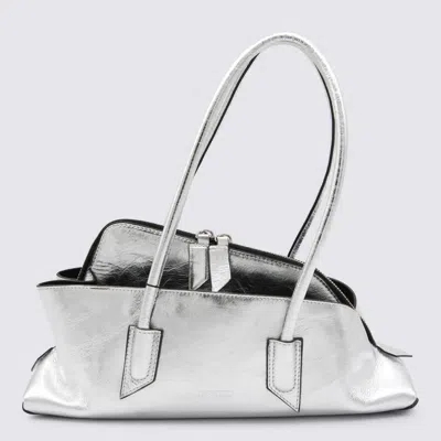 Attico Silver Leather La Passeggiata Top Handle Bag In Silver