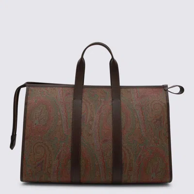 Etro Paisley Travel Bag Leather Trim Tag In Brown
