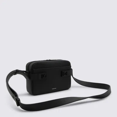 Ferragamo Shoulder Bag With Gancini Buckles In Black