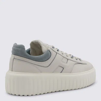 Hogan White And Light Blue Leather Sneakers In Multi