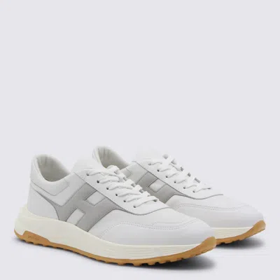 Hogan White And Grey Leather Sneakers In Multi