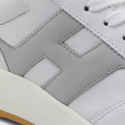 Hogan White And Grey Leather Sneakers In Multi