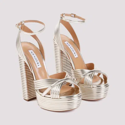 Aquazzura Gold Ankle-strap Heels In Metallic