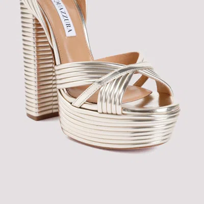 Aquazzura Gold Ankle-strap Heels In Metallic