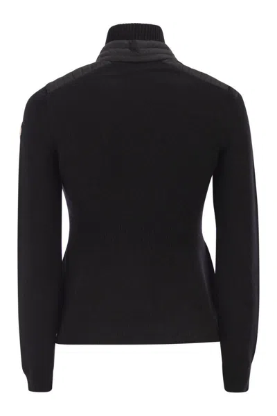 Moncler Grenoble Padded Wool Cardigan In Black