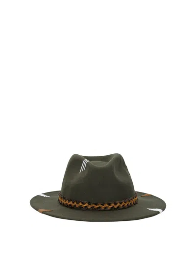 The Hat Gang Chapeau Braided-trim Hat In Green