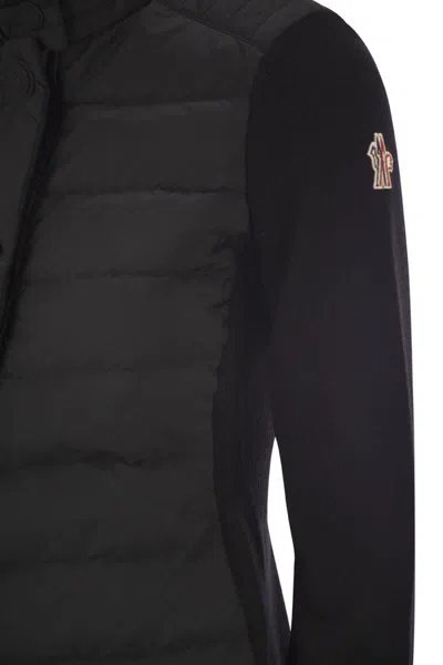 Moncler Grenoble Padded Wool Cardigan In Black