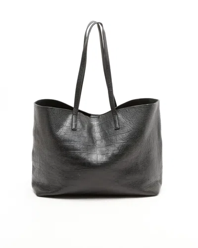 Saint Laurent Shopping Croc Tote Bag In Black