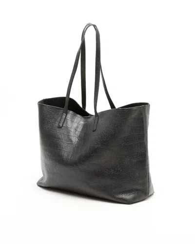 Saint Laurent Shopping Croc Tote Bag In Black