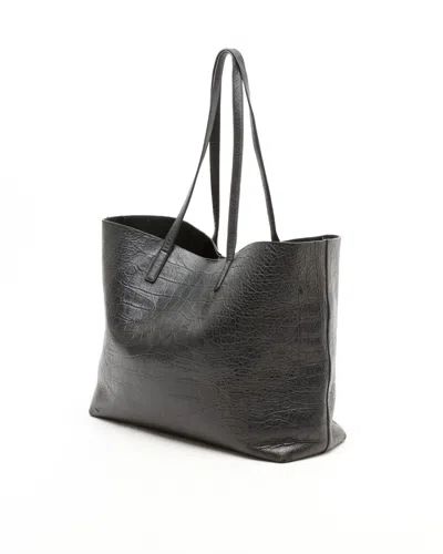Saint Laurent Shopping Croc Tote Bag In Black