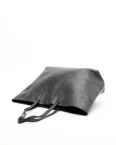 Saint Laurent Shopping Croc Tote Bag In Black