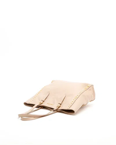 Miu Miu Studded Tote Bag In Neutral
