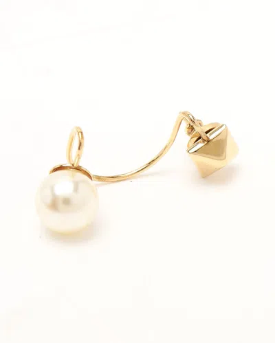 Valentino Pearl Rockstud Earrings In Brown
