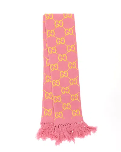 Gucci Jumbo Gg Wool Scarf In Pink