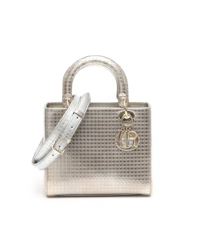 Dior Christian  Medium Cannage Lady  Bag In Gold