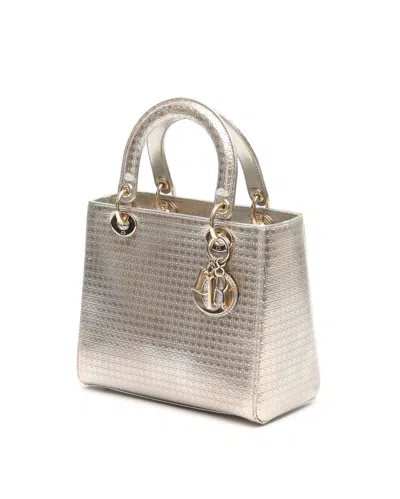 Dior Christian  Medium Cannage Lady  Bag In Gold