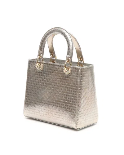 Dior Christian  Medium Cannage Lady  Bag In Gold