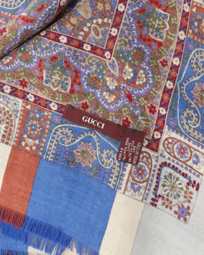 Gucci 140 Wool Silk Scarf In Black