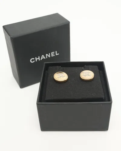 Pre-owned Chanel Coco Mark Rhinestone Earrings In Multi