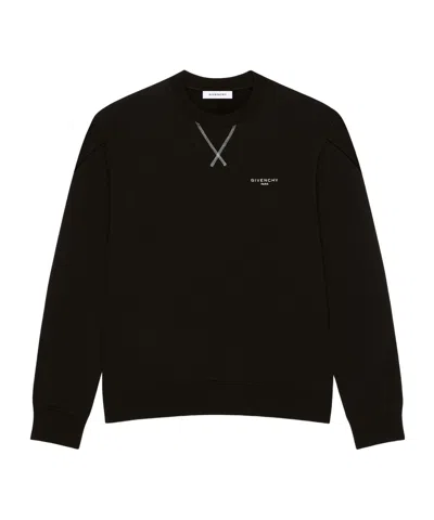 Givenchy Crew Neck Long Sleeve Ribbed Sweatshirt In Black
