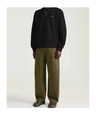 Givenchy Crew Neck Long Sleeve Ribbed Sweatshirt In Black