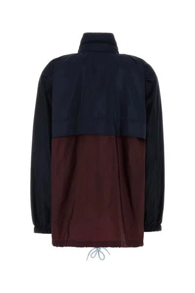 Prada Two-tone Windbreaker High Collar In Blue