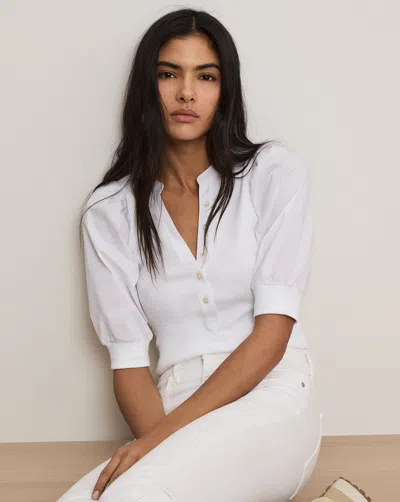 Veronica Beard Coralee Poplin And Ribbed Stretch Pima Cotton-jersey Top In White