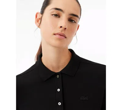 Lacoste Usa Women's Slim-fit Long Sleeve Top In Black