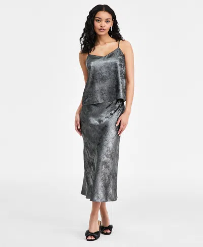 On 34th Juniors' Metallic V-neck Camisole Top, Macy's Exclusive In Silver