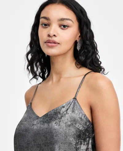 On 34th Juniors' Metallic V-neck Camisole Top, Macy's Exclusive In Silver