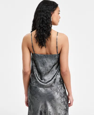 On 34th Juniors' Metallic V-neck Camisole Top, Macy's Exclusive In Silver