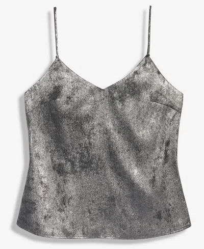 On 34th Juniors' Metallic V-neck Camisole Top, Macy's Exclusive In Silver