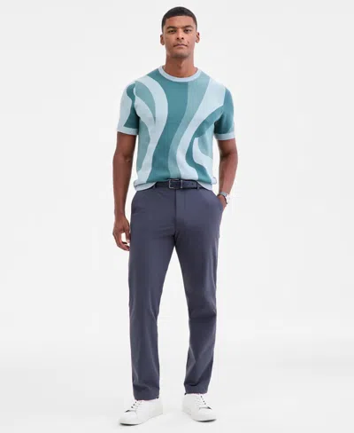 Alfani Men's Short-sleeve Abstract Pattern Crewneck Sweater, Macy's Exclusive In Multi