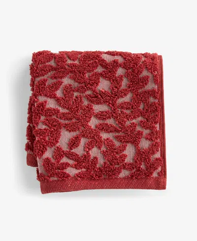 Charter Club Signature Boxwood Washcloth, 13" X 13", Exclusively At Macy's In Burgundy