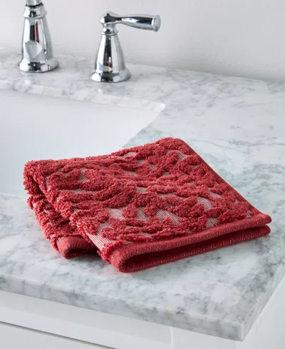 Charter Club Signature Boxwood Washcloth, 13" X 13", Exclusively At Macy's In Burgundy