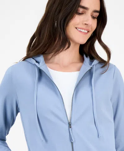 Style & Co Women's Zip-front Hooded Sweatshirt, Created For Macy's In Blue