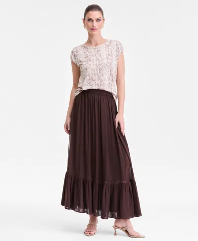 Inc International Concepts Women's Flounce-hem Maxi Skirt, Macy's Exclusive In Neutral