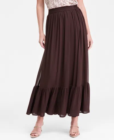 Inc International Concepts Women's Flounce-hem Maxi Skirt, Macy's Exclusive In Neutral