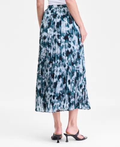 Inc International Concepts Women's Printed Pleated Midi Skirt, Macy's Exclusive In Blue