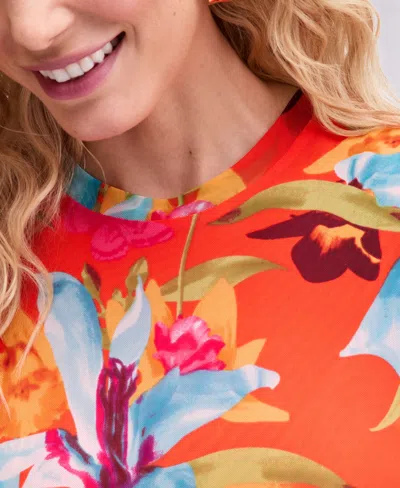 Inc International Concepts Women's Printed Mesh Top, Macy's Exclusive In Multi