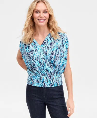 Inc International Concepts Women's Surplice V-neck Top, Exclusively At Macy's In Blue