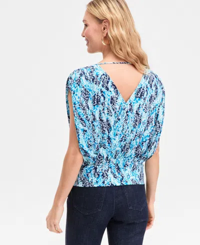 Inc International Concepts Women's Surplice V-neck Top, Exclusively At Macy's In Blue